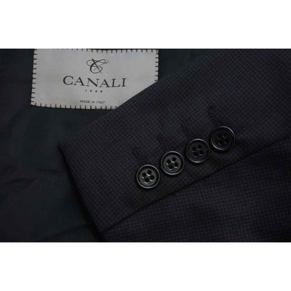 Canali 1934 Silver Label Wool Black Microplaid Sport Coat Jacket Sz 50R BIG GUY